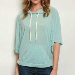 Turquoise blouse w/ hood